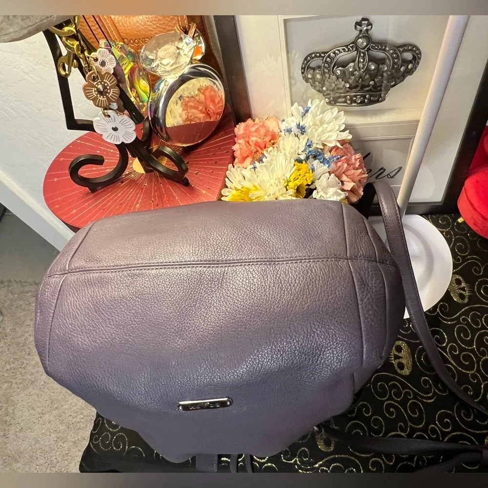 Coach 2013 Avery Purple Gray Leather Bucket Crossbody Bag